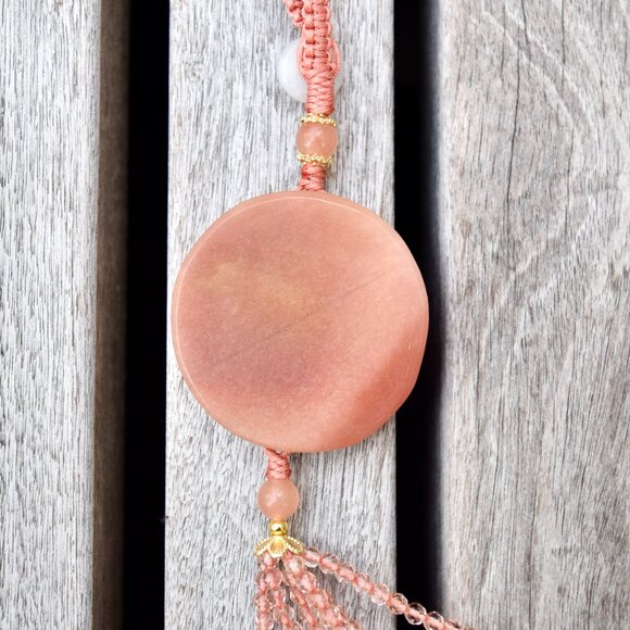 Pink Phoenix Tassel Ornament - Chinese Jade Bag Charm - Picture 3 of 5